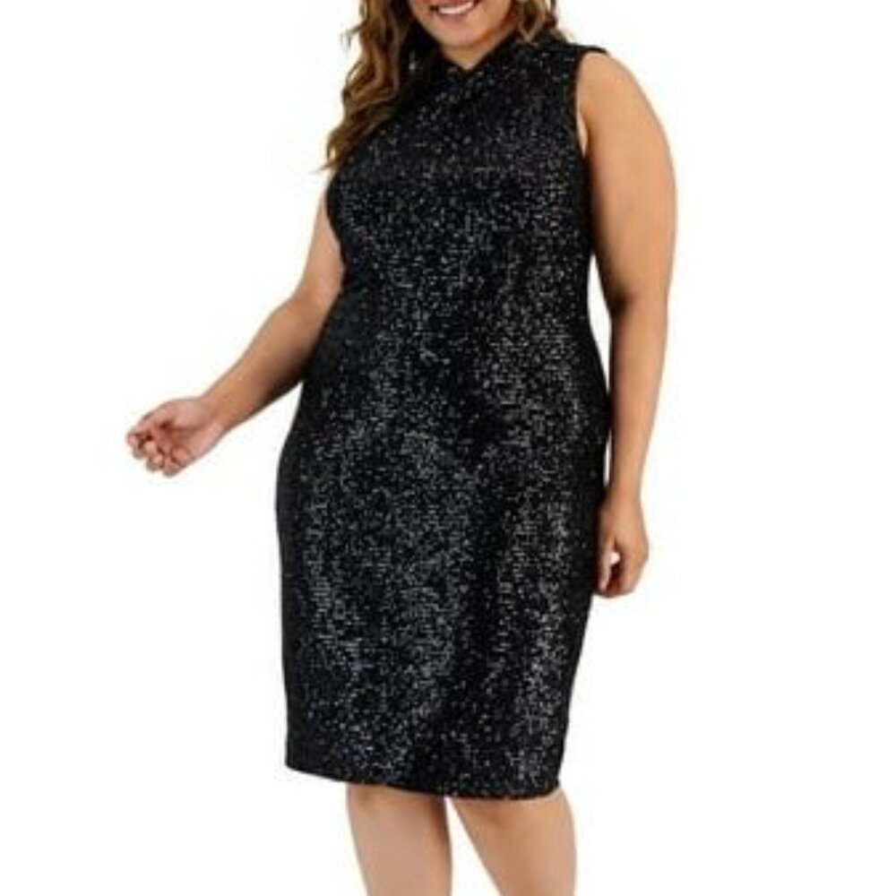 *NEW Rachel Roy Black Sequin Dress Size 14W (FLAW)